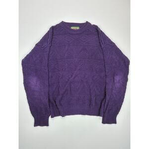 Vintage 90's Y2K American Eagle Sweater Purple Textured Knit Ramie Cotton Size M